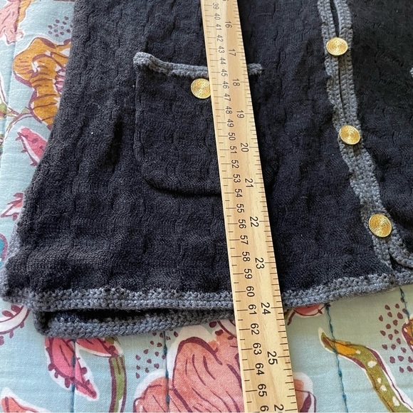 Trina Turk 100% (soft) wool  Vermouth Black with Gold button Caridgan M - Picture 8 of 9